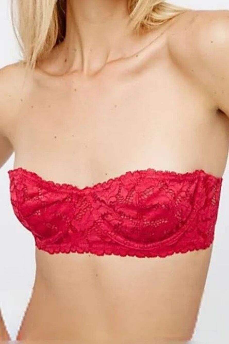 Free People Intimately Love Letter Lace Underwire Convertible Bandeau Bra Deep P